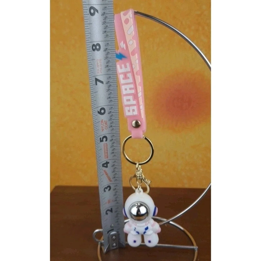 Space‎ Astronaut Keychain Backpack Clip PVC Silver Reflective Face Pink & Purple